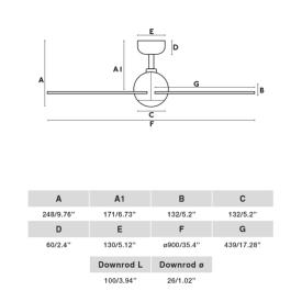 Ventilador Sfera S FARO - Negro - Sin luz Ø90cm.