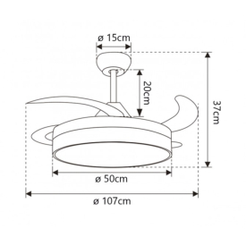 Ventilador Malta Cuero Alemar - Aspas retractiles Ø50-107cm