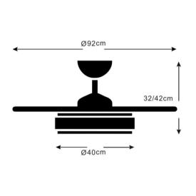 Ventilador Retractil Diana-S Mini Blanco P&B - Motor DC. 40-92cmØ.