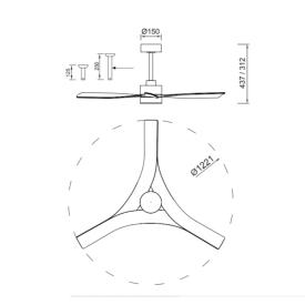 Ventilador Thai Mantra - Blanco Motor DC Luz LED Ø122cm.