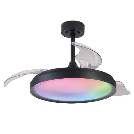 Ventilador Siberia Mantra - Negro RGB Motor DC Luz LED Ø51-106cm.