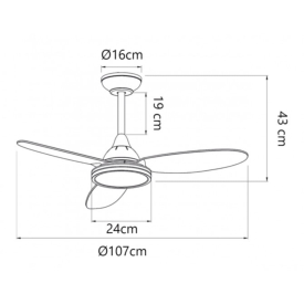 Ventilador Mahon Negro/madera Alemar - LED aro, Motor DC Ø107cm.