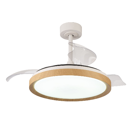 Ventilador Mistral Mantra - Blanco Madera Motor DC Luz LED Ø51-106cm.