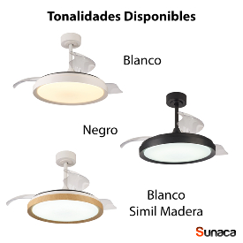 Ventilador Mistral Mini Mantra - Blanco Madera Motor DC Luz LED Ø45-91cm.