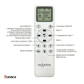 Ventilador Rose Mantra - Blanco Madera Motor DC Luz LED Ø65cm.