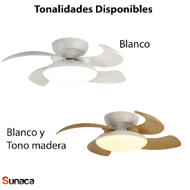 Ventilador Aloha Mantra - Blanco Madera Motor DC Luz LED Ø52-90cm.