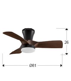 Ventilador Polaris Schuller - Negro/Nogal Motor DC LED Ø81cm