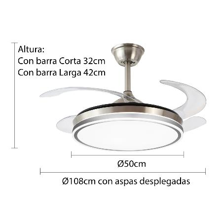 Ventilador Aspas Retractiles Niquel - Ventilador Ambra P&B 108cm