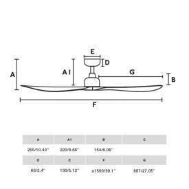 Ventilador Outwood L FARO - Blanco Roble - IP44 Ø150cm.