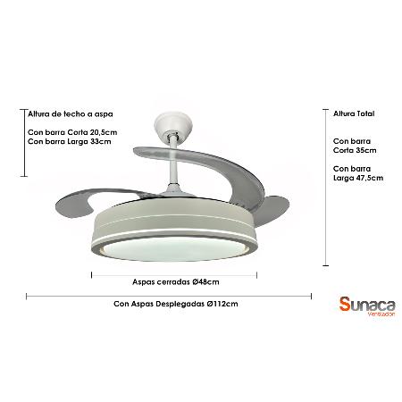 Ventilador Cordoba Sunaca - Ventilador Aspas Retractiles Motor DC Luz LED