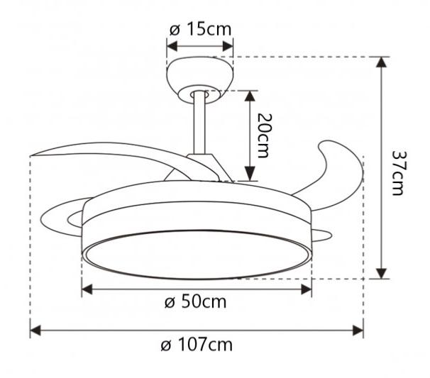 ventilador de techo Vic Alemar - Medidas