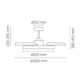 Ventilador Bombay M Minimalista - Aspas retractiles Ø50-106cm