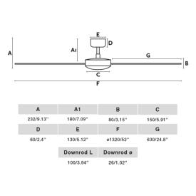 Ventilador Rudder L FARO - Blanco - Sin luz - Ø132cm.