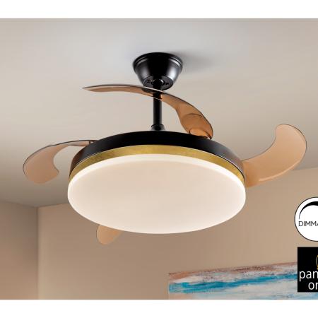 Ventilador Vento Schuller - Negro/Oro Motor DC LED Ø50-100cm