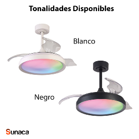 Ventilador Siberia Mini Mantra - Blanco RGB Motor DC Luz LED Ø45-91cm.