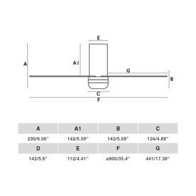 Ventilador Punt Tub S FARO Blanco - Luz LED 90cm.Ø