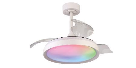 Ventilador Siberia Mini Mantra - Blanco RGB Motor DC Luz LED Ø45-91cm.