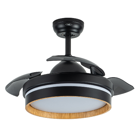 Ventilador Nalon Mini Fabrilamp Negro Madera Oscura - Motor DC Ø91cm