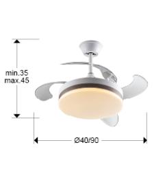 Ventilador Mini Vento Schuller - Blanco/marron Motor DC LED Ø40-90cm